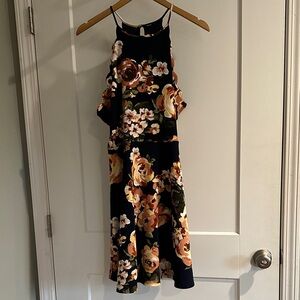 Altar'd State Floral Dress - Navy and Orange